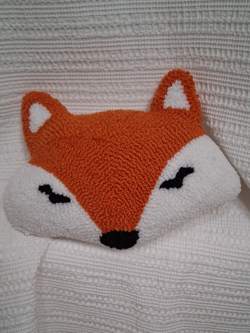 Fox Face Tufted Pillow - Orange and White